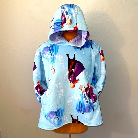Disney Frozen II Elsa, Anna, and Olaf Long Sleeve Fleece Lined Hoodie Oversized - Picture 1 of 14